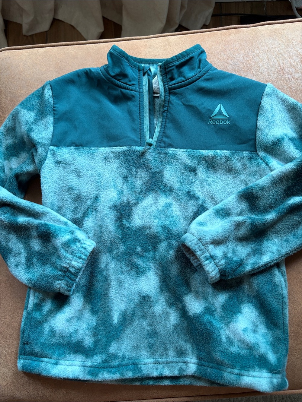 Reebok Boys Teal Tie Dye Half Zip Fleece Pullover Size 4